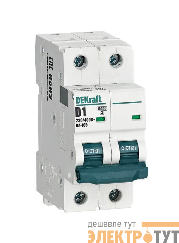 Выключатель автоматический модульный 2п D 1А 10кА ВА-105 DEKraft 13208DEK