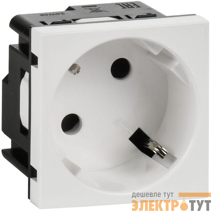 Розетка 2мод. 16А 250В 45град. с заземл. защ. шторки винт. зажимы бел. ИЭК Leg 4521052