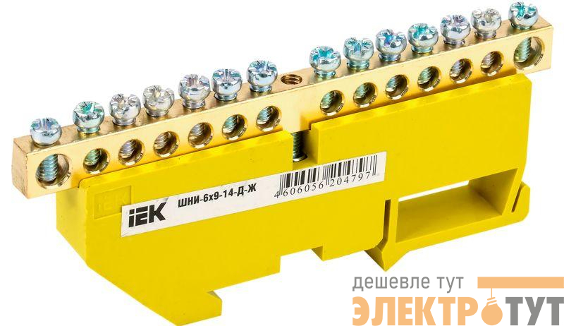 Шина PE "земля" на DIN-изоляторе ШНИ-6х9-14-Д-Ж IEK YNN10-69-14D-K05
