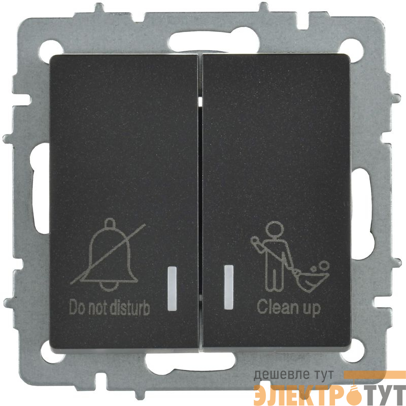 Выключатель 2-кл. BRITE 10А ВС10-2-9-БрЧ для отелей с индик. механизм черн. IEK BR-V20-2-10-K02