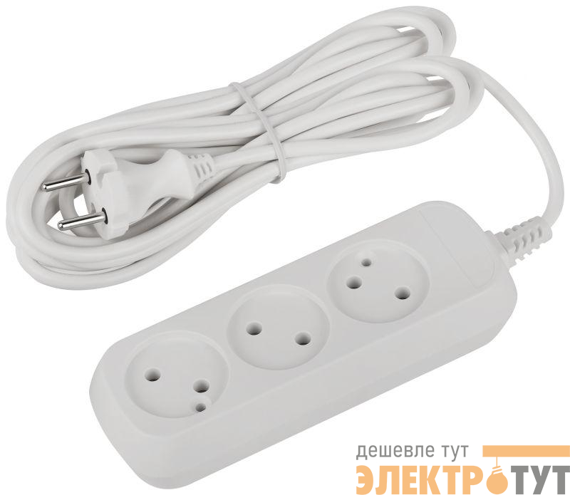 Удлинитель электрический UDL-10-350 Greenline 3 розетки без заземления 5м ПВС 2х0.75кв.мм Эра Б0065073