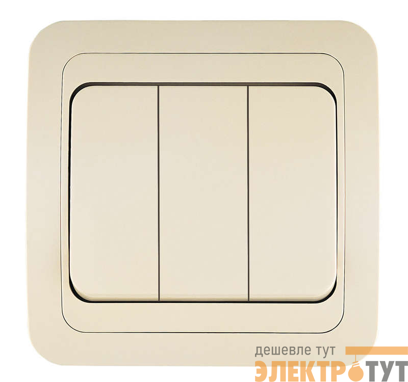 Выключатель 3-кл. 3п СП Mimoza 10А IP20 крем./крем. Makel 25091