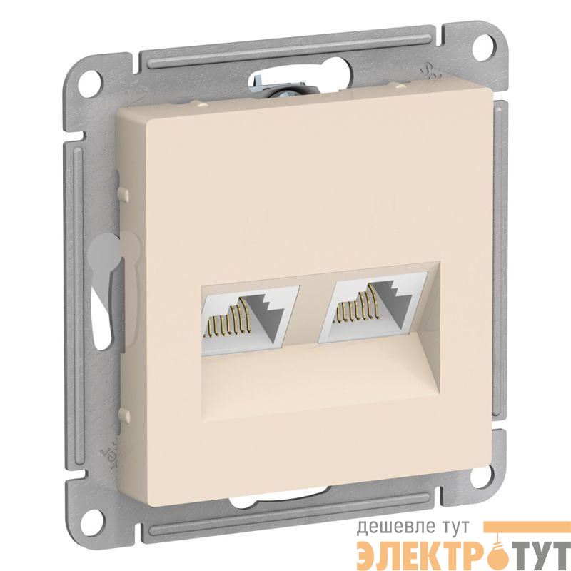 Розетка компьютерная 2-м AtlasDesign RJ45 кат.5E механизм беж. SE ATN000285