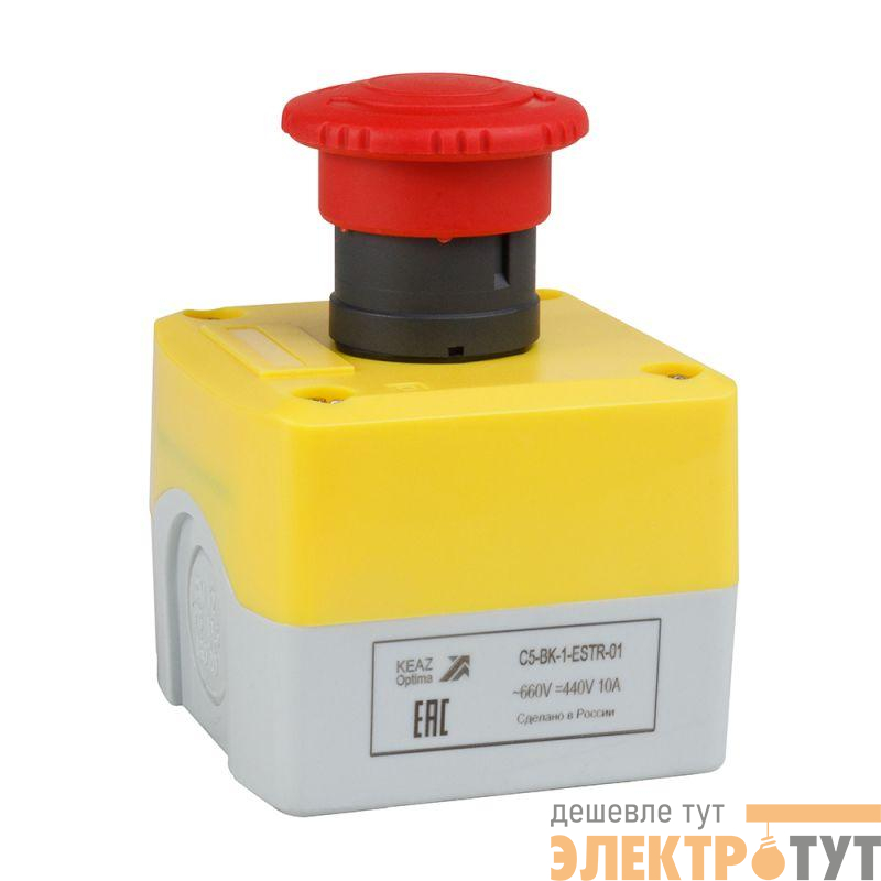 Пост кнопочный OptiSignal D22 C5-BK-1-ESTR-01 1НЗ авар. стоп. возврат поворотом XALK178 КЭАЗ 338521