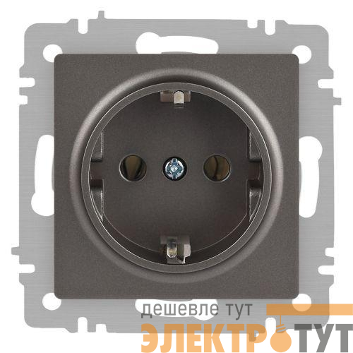 Розетка 1-м СП Accent 6-202-09 16А IP20 250В 2P+E Schuko титан Intro Б0063701