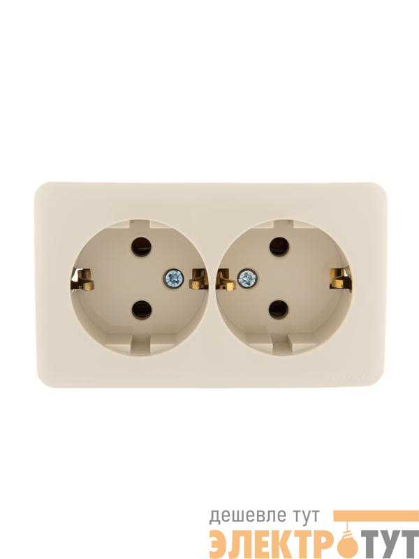 Розетка 2-м ОП Viola с заземл. крем. LEZARD 751-0300-127