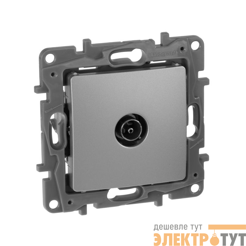 Розетка телевизионная TV СП Etika 2дБ 0-2400МГц с топологией "звезда" механизм алюм. IEK 672451