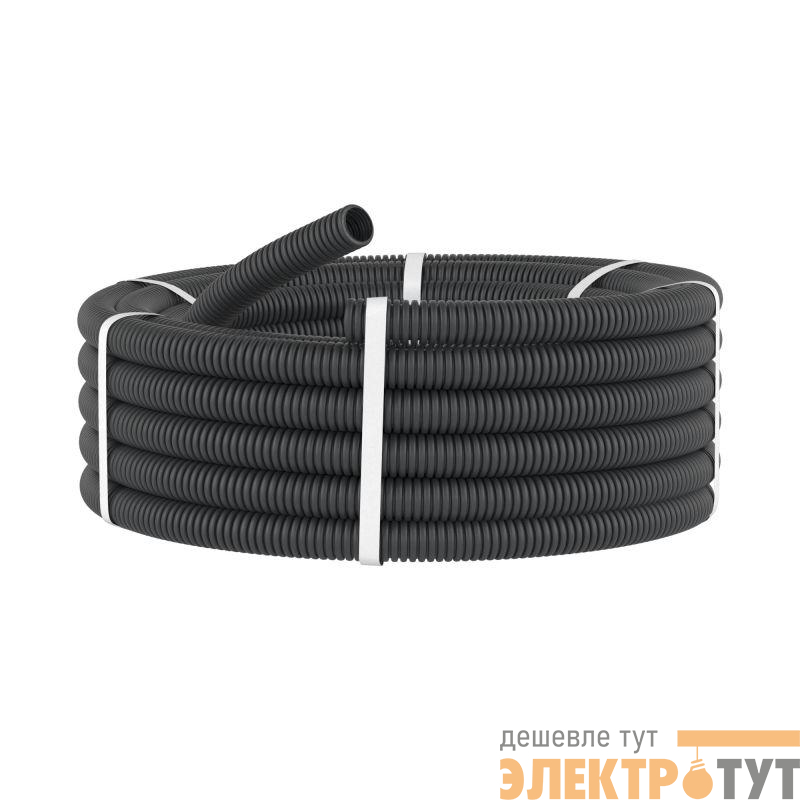 Труба гофрированная ПНД гибкая легкая d25мм без протяжки черн. (уп.50м) DKC 70725