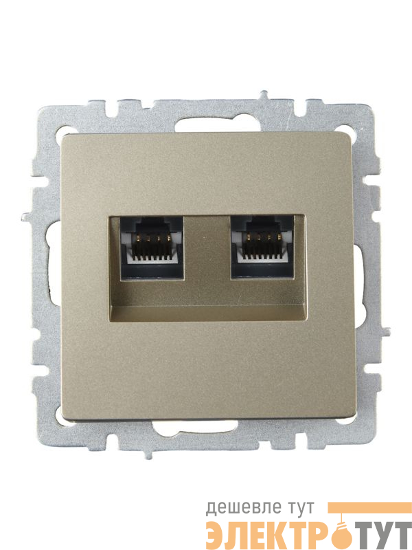 Розетка компьютерная двойн. СП RJ45 кат.6 BRITE РК11-2-БрШ механизм шампань IEK BR-K20-2-K37