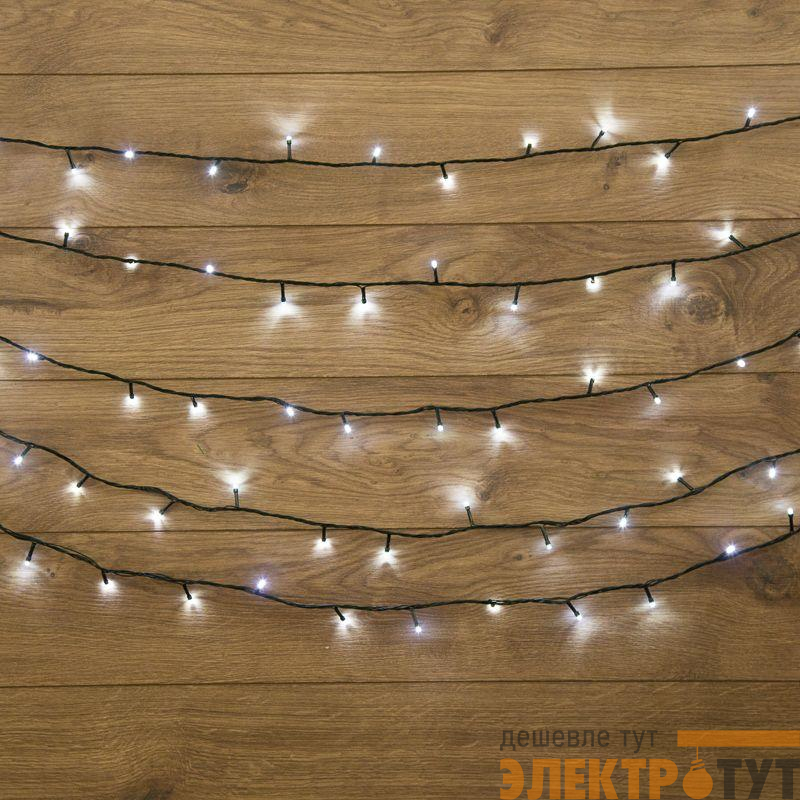 Гирлянда светодиодная "Твинкл Лайт" 15м 120LED бел. 6.9Вт 220-240В IP20 с контроллером 8 режимов провод ПВХ темн. зел. Neon-Night 303-055