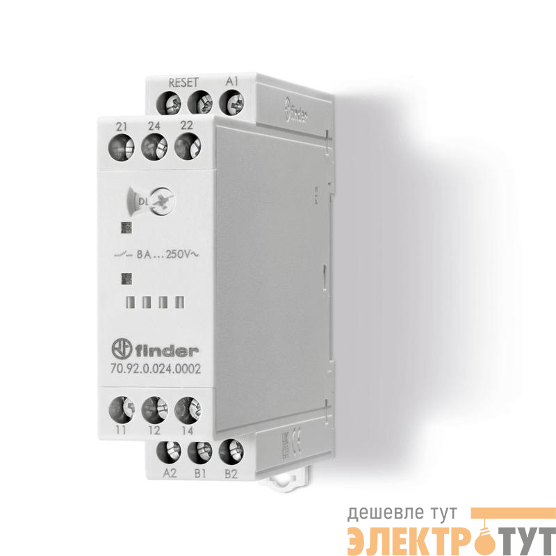 Реле термисторное (PTC) с/без память отказов 24В AC/DC выход 2СO 8A Ш=22.5мм IP20 FINDER 709200240002