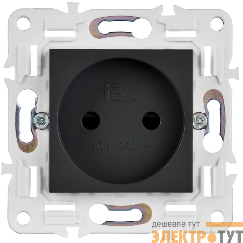 Розетка SKANDY 10А без заземл. защ. шторки SK-R01G графит IEK SK-R13-10-K53