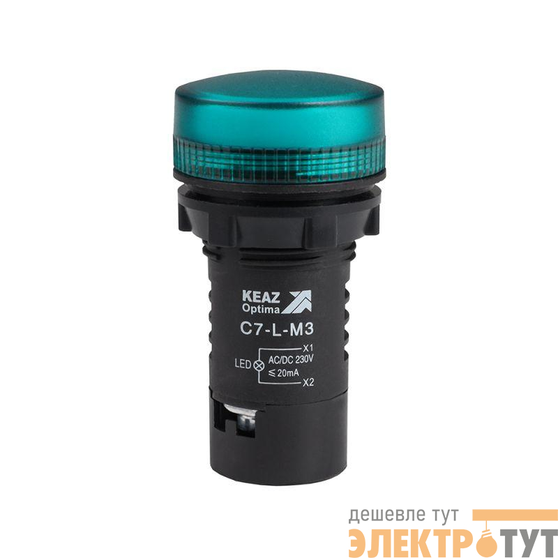 Лампа светодиодная OptiSignal Compact D22 С7-L-M3 зел. 230В AC/DC XB7EV03MP КЭАЗ 362159