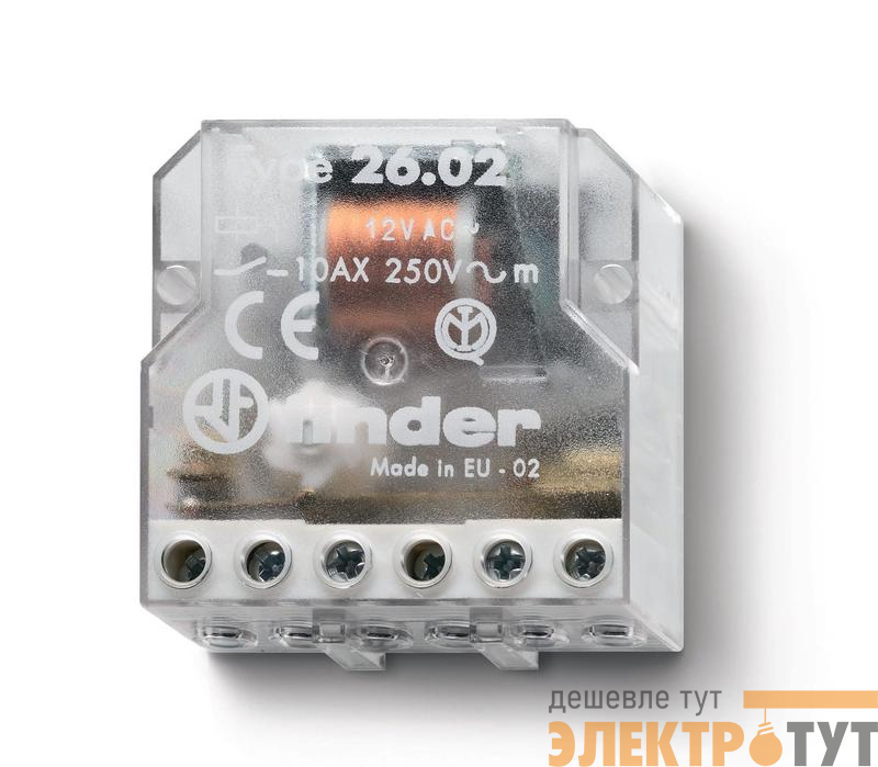 Реле шаговое электромеханич. 2NO 10А 2 состояния AgNi 230В AC монтаж в коробке IP20 FINDER 260282300000