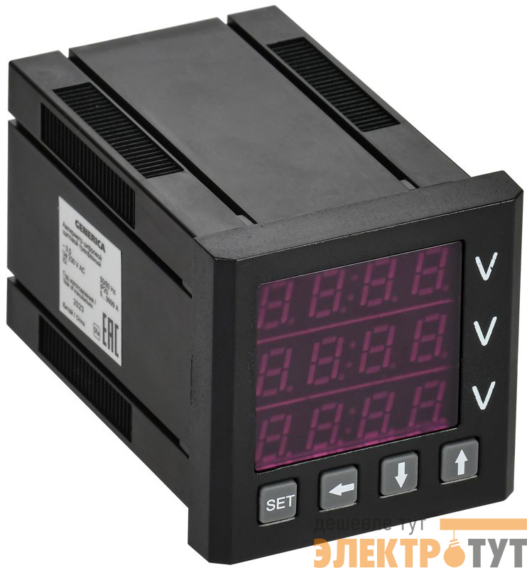 Вольтметр цифровой щитовой 3ф 48х48 LED GENERICA IDV31-5-3-0-LED-G