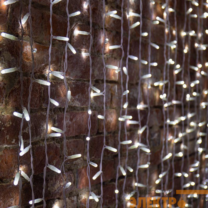 Гирлянда светодиодная "Светодиодный Дождь" 2х3м 600LED бел. 70Вт 230В IP65 постоян. свечение провод бел. (нужен шнур питания 303-500-1) Neon-Night 235-135