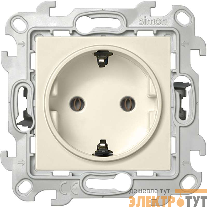 Розетка 1-м СП Simon 24 16А IP20 2P+E Push&Go без защ. шторок механизм сл. кость Simon 2420434-031