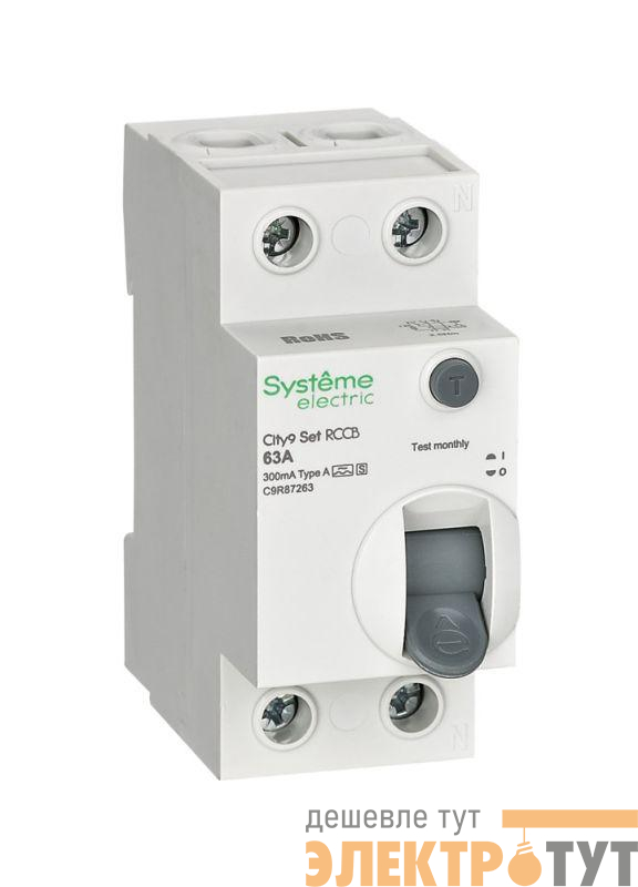Выключатель дифференциального тока City9 Set 2п 63А 300мА A-S 230В SE C9R87263