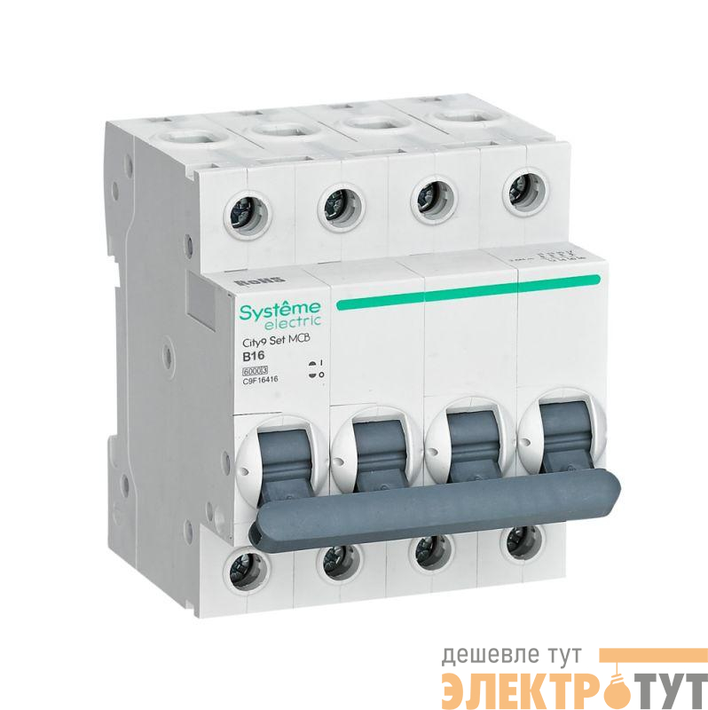 Выключатель автоматический 4п City9 Set (АВ) B 16А 6кА 400В SE C9F16416