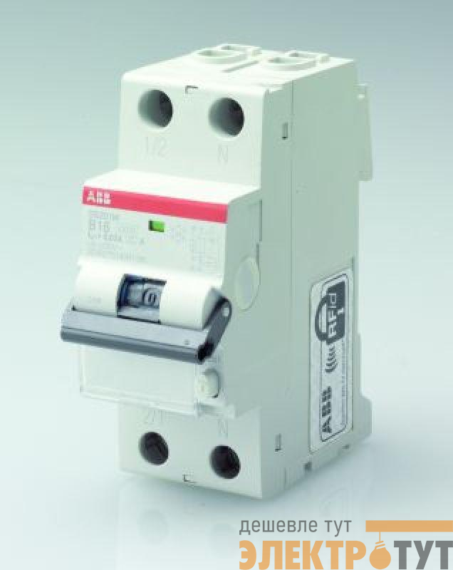 Выключатель автоматический дифференциального тока 2п (1P+N) C 10А 30мА тип AC 6кА DS201 2мод. ABB 2CSR255040R1104
