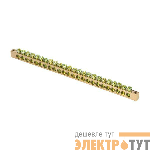 Шина PEN "ноль-земля" 6х9 24 отвер. латунь крепеж по краям PROxima EKF sn0-63-24-k