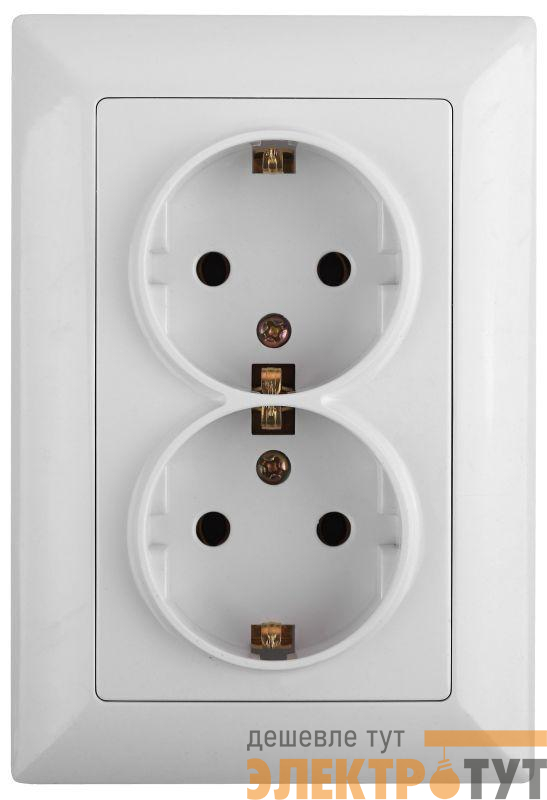 Розетка 2-м СП Solo 4-205-01 16А 250В IP20 2х2P+E Schuko с заземл. бел. Intro Б0053674