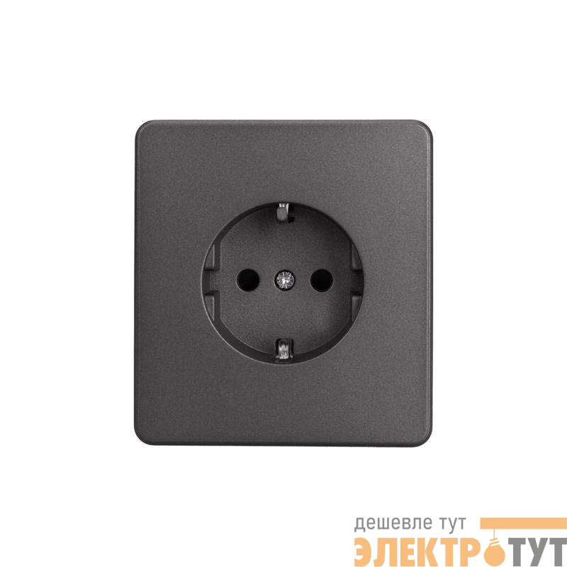 Розетка 1-м СП ROUND MIELE 16А с заземл. защ. шторки титан Kranz KR-78-0701-2