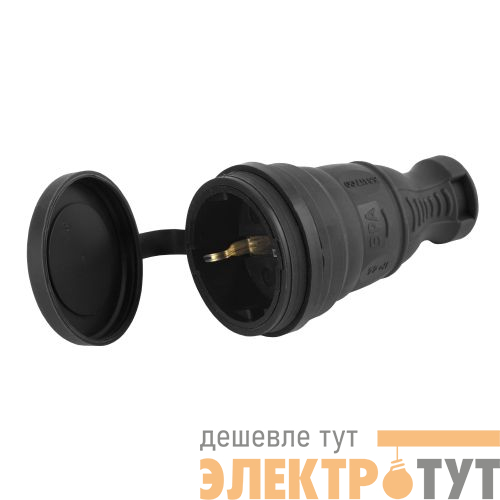 Разъем прямой 16А IP44 с заземл. каучук. черн. R8-B-IP44 Эра Б0044541