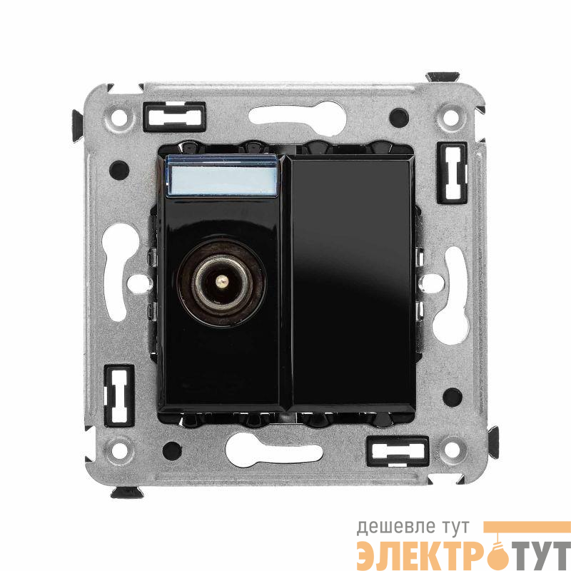 Розетка телевизионная проходная TV СП Avanti "Черный квадрат" DKC 4402513