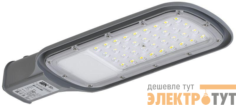 Светильник светодиодный ДКУ 1012-50Ш 5000К IP65 уличный консольный сер. IEK LDKU1-1012-050-5000-K03