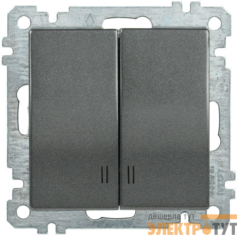 Выключатель 2-кл. СП Bolero ВС10-2-1-Б 10А IP20 с индикацией механизм антрацит IEK EVB21-K95-10