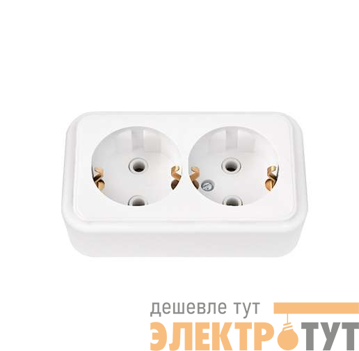 Розетка 2-м ОП 16А IP20 с заземл. бел. Bylectrica РА16-261