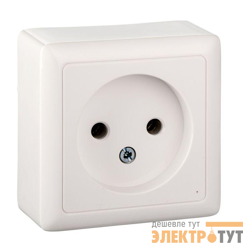 Розетка 1-м ОП Хит 10А IP20 250В без заземл. без защ. шторок с изолир. пластиной бел. SE RA10-131I-B