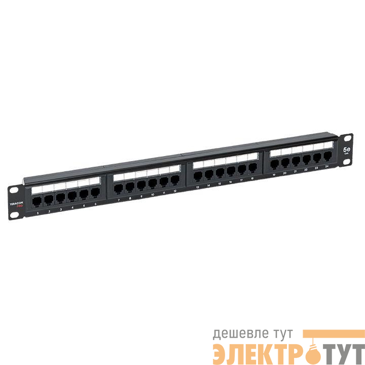 Патч-панель 19дюйм 1U кат.5E UTP неэкранир. 24 порта RJ45 Dual IDC с органайзером TERACOM PRO EKF TRP-PPNL-5EUTP-C1U24