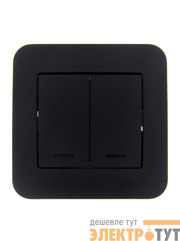 Выключатель 2-кл. 1п СП ASTI 10А IP20 с подсветкой в сборе черн. бархат LEZARD 7081-4242-112