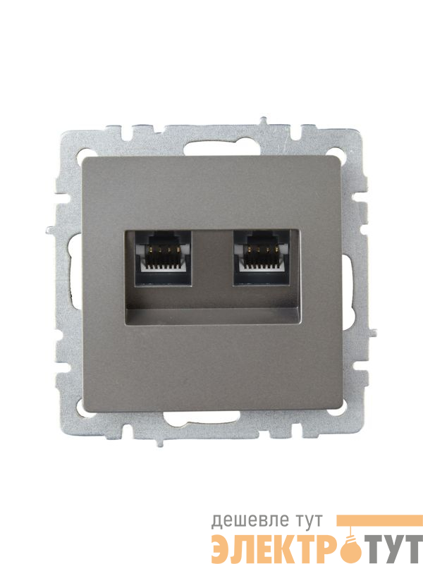 Розетка компьютерная двойн. СП RJ45 кат.6 BRITE РК11-2-БрС механизм сталь IEK BR-K20-2-K46
