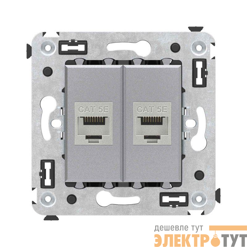 Розетка компьютерная 2-м СП Avanti "Закаленная сталь" RJ45 кат.5E без шторок экранир. механизм DKC 4404764