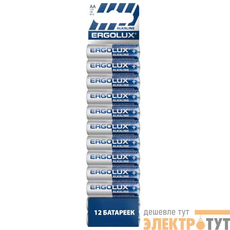 Элемент питания алкалиновый AA/LR6 1.5В Alkaline BP12 ПРОМО (уп.12шт) Ergolux 15199