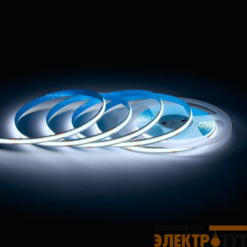 Лента светодиодная 24В 12Вт/м COB 320диод/м IP20 1000лм/м CRI90+ холод. бел. 6500К (уп.5м) Apeyron 00-383