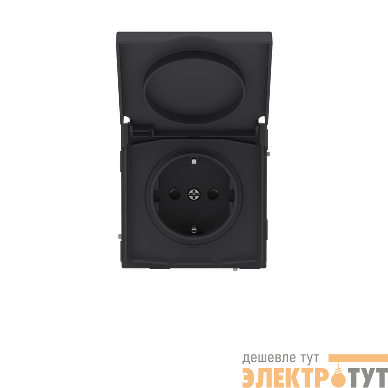 Розетка силовая KANT IP44 2P+E защ. шторки с крышкой черн. уголь DKC 7012013
