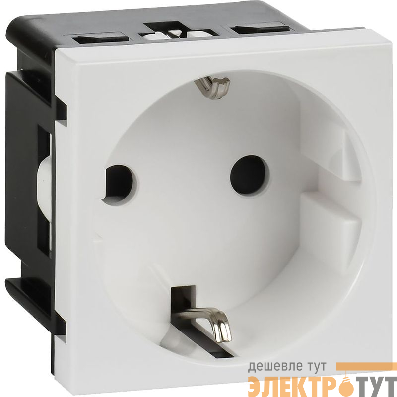 Розетка 2мод. 16А 250В 90град. с заземл. без защ. шторок винт. зажимы бел. ИЭК Leg 4521046