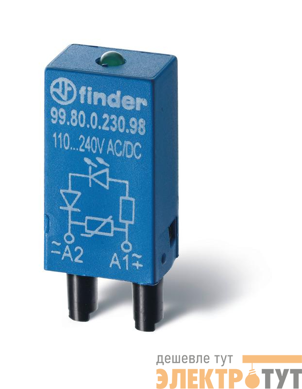 Модуль индикации и защиты LED + диод ( + A1) 6...24В DC зел. FINDER 9980902499
