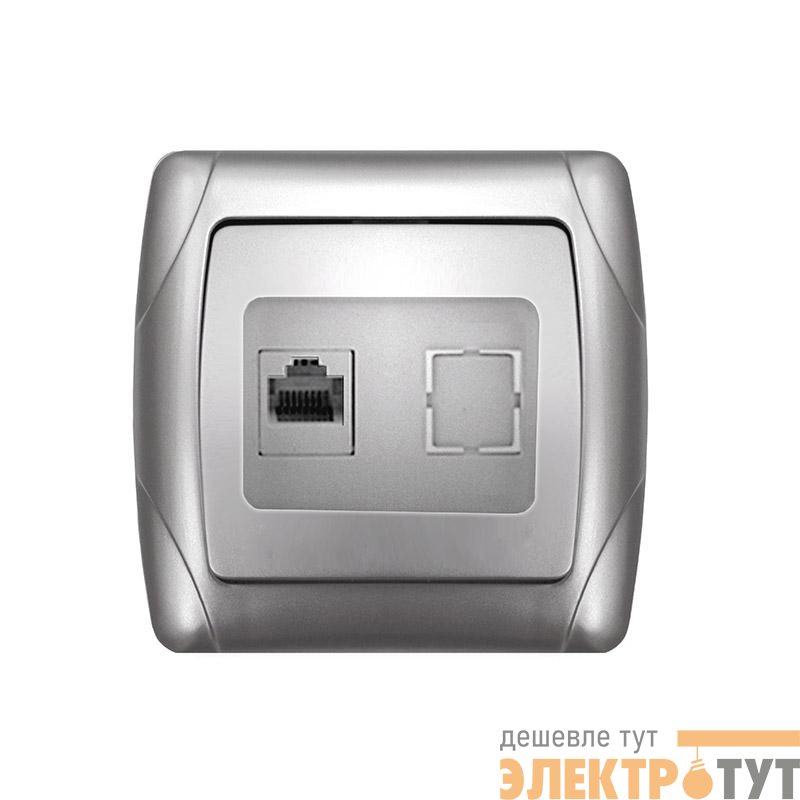 Розетка компьютерная 1-м СП Маргарита RJ45 серебр. UNIVersal М0035-S