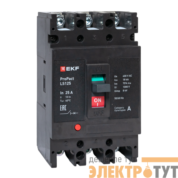 Выключатель автоматический 3п 25А 18кА LS125 ProPact EKF mccb-125-18-3-25-ls