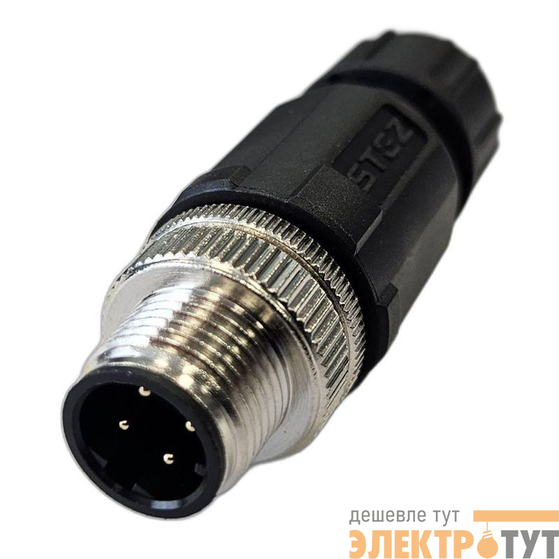 Разъем М12 4D штыревой пайка пластик. прямой резьба PG7 каб. часть СЦМ120022-04D СТЭЗ 185200168