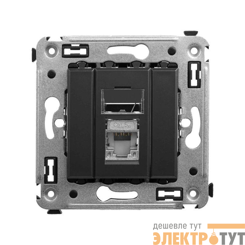 Розетка компьютерная 1-м RJ-45 СП кат.5e экранированная Avanti "Черный матовый" DKC 4412363