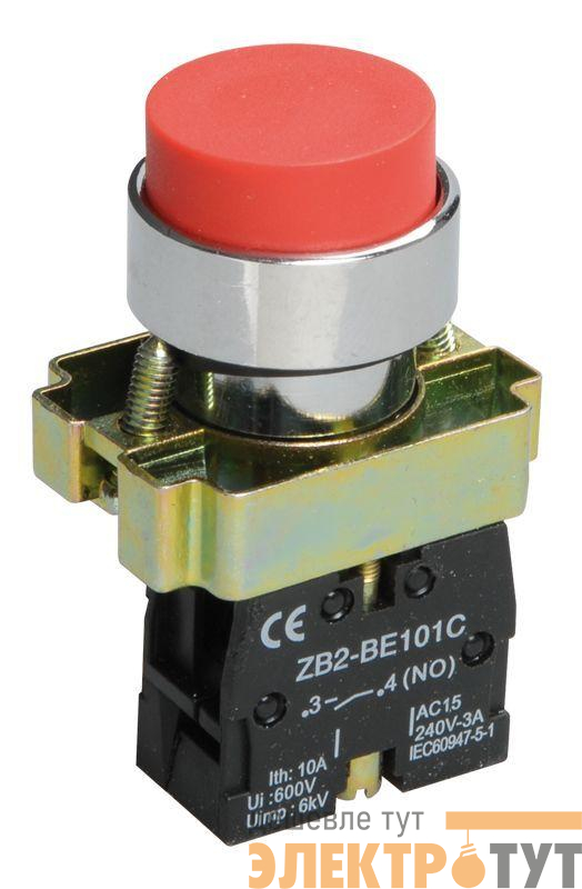 Кнопка LAY5-BL41 1НО без подсветки красн. KARAT IEK BBT70-BL-K05