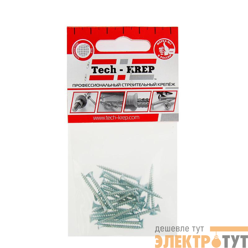 Шуруп универсальный 3.0х30 с потайной головкой цинк. (пакет) (уп.25шт) Tech-Krep/Zitar 102412