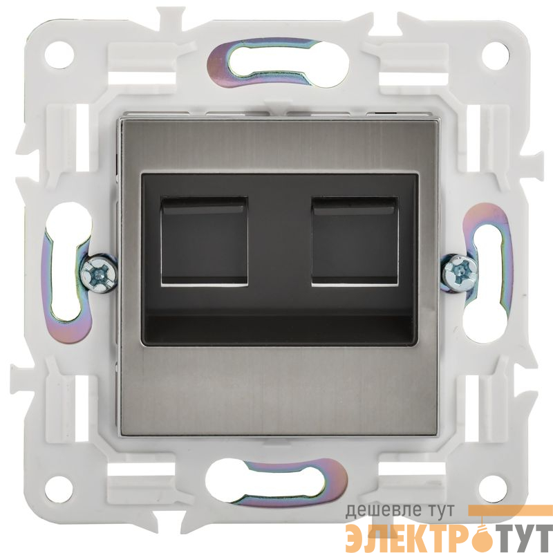 Розетка компьютерная двойн. RJ45 кат.5E SKANDY SK-K03N никель IEK SK-K20-1-K50