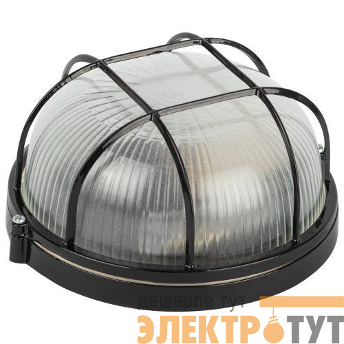 Светильник НБП 03-60-002 1х60Вт E27 IP54 акватермо алюм./стекло D176 круг черн. с решеткой Эра Б0063862